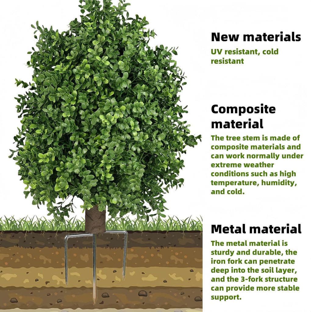 Boxwood Topiary Bush -Artificial Topiary for Outdoors-Evergreen Plants Topiary Ball Tree UV-Resistant Faux Greenery