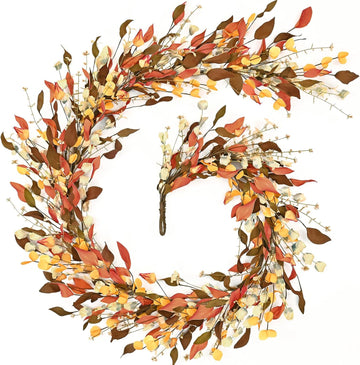 Fall Decor, Fall Garland with Lights, 6FT Autumn Eucalyptus Leaves Lighted Garland Thanksgiving Harvest Festival - Set of 6