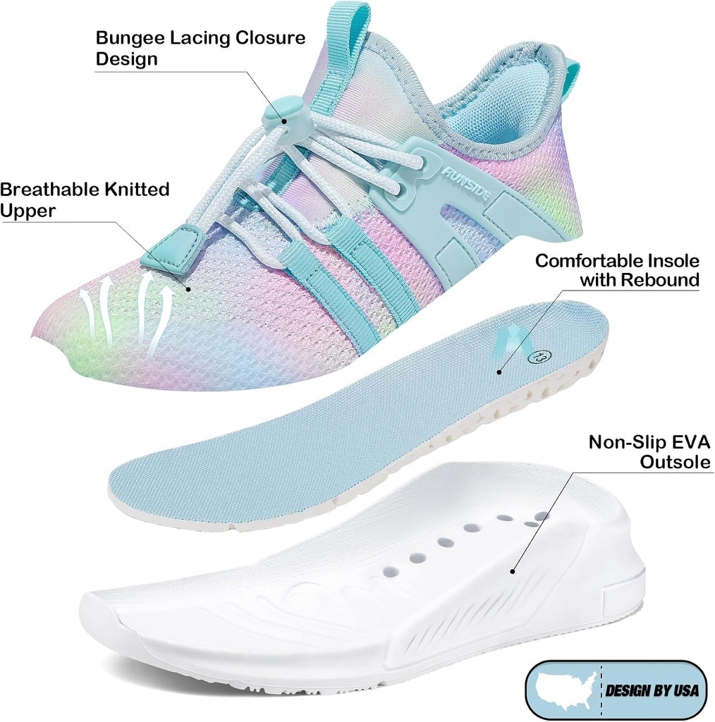 Girls Lightweight Lace-up Gradient Running Sneakers