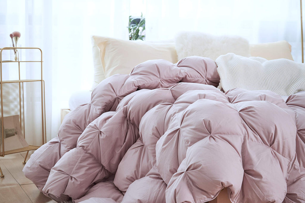 All Seasons Soft Arrow Pleated Goose Down Comforter, 1200 Thread Count 100% Egyptian Cotton Down Proof Fabric 750+