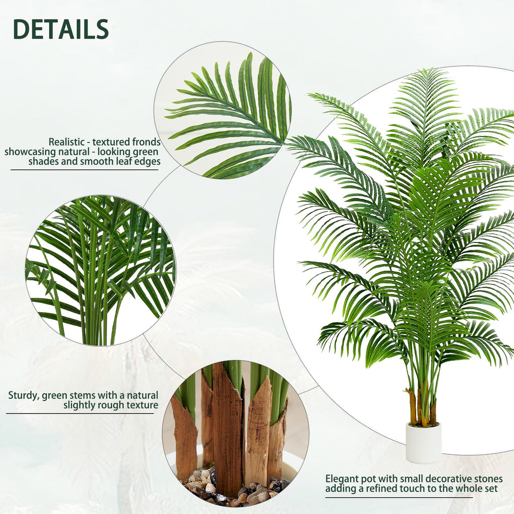 Artificial Palm Tree 7FT Tall, Fake Tropical Palm Tree in Pot