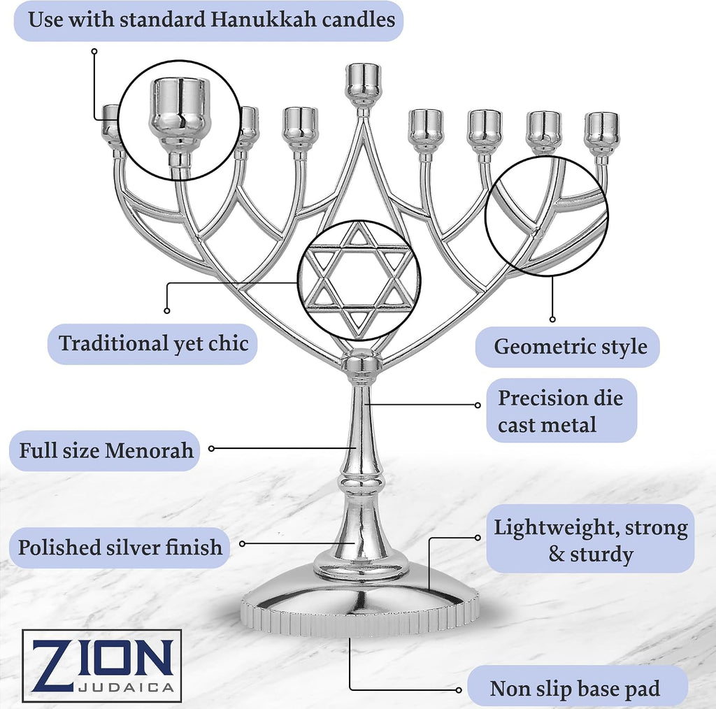 Last Minute Complete Hanukkah Kit - 9" , 44 Colored Hanukkah Candles, Chanukah Handbook Guide, 4 Colored Dreidels