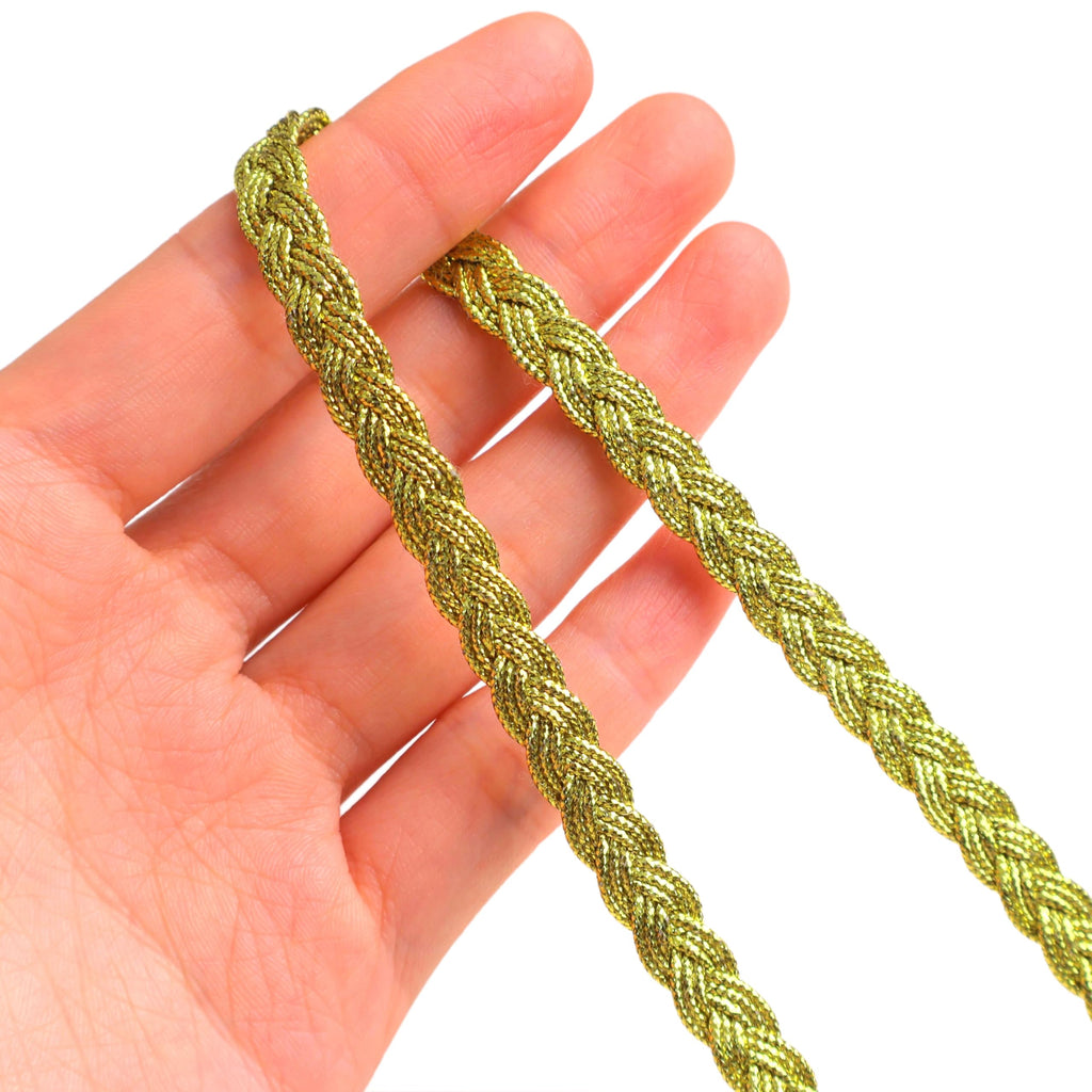 Gold Trim Metallic Floral Gimp Braid Trim Lace 0.3" Wide x 12 Yards Centipede Edge for Craft & Decor (Gold)