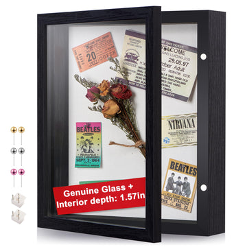8x10 Black Deep Shadow Box Picture Frame with HD Clear Glass