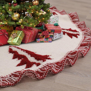 Christmas Tree Skirt, Christmas Decorations, 48 Inch Knitting Retro Xmas Tree Skirt Décor Skirt for 6/7 ft Trees