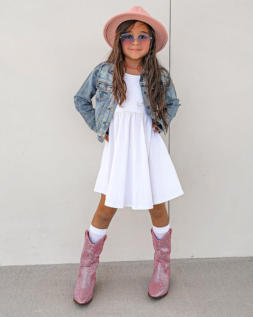 Girls Cotton Short Sleeve Twirl Skater Dress