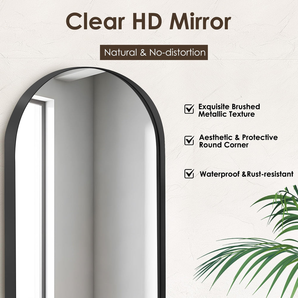 36x24 Inch Arched Bathroom Medicine Cabinet with Mirror Black