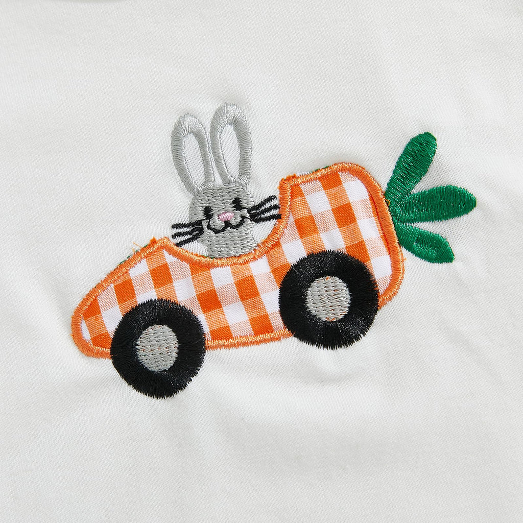 Newborn Baby Clothes Boy Funny Letter Short Sleeve Onesie Romper+Long Pants Set Infant Summer Outfits (White Easter
