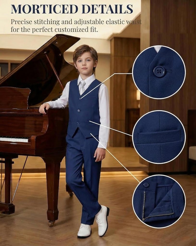 Boy's Suits 4 Piece Formal Suit for Kids Tuxedo Wedding Vest Pants with Tie