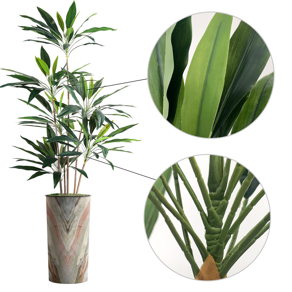 Tree in Morden Contemporary Planter, Fake Dracaena Tree Silk Tree for Indoor and Outdoor Home Decoration - 66"
