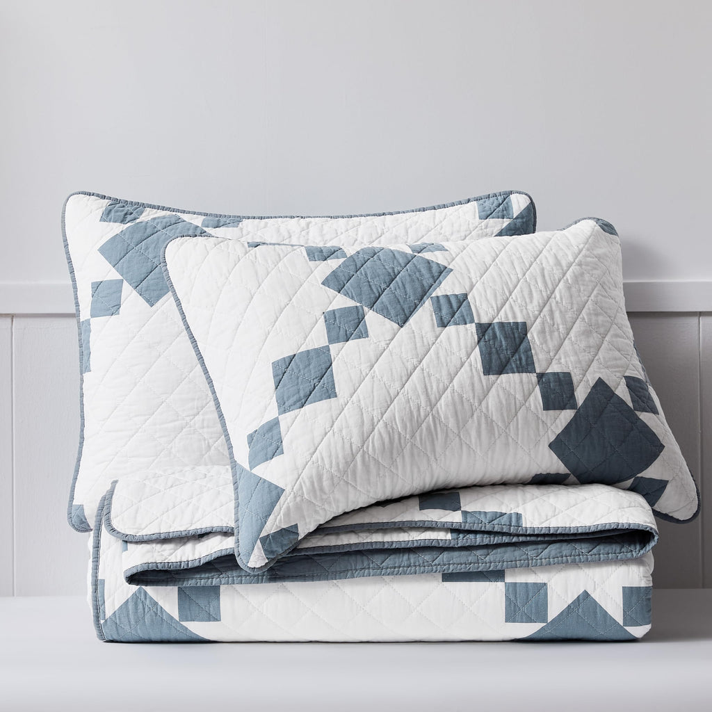 100% Cotton Quilt California, Oversized Lightweight Reversible Gingham Patchwork Bedding Set with 2