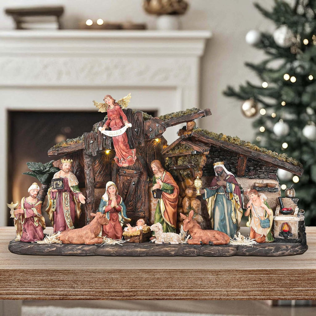 20" Lighted Nativity Sets & Figures, 12pcs Large Nativity Set