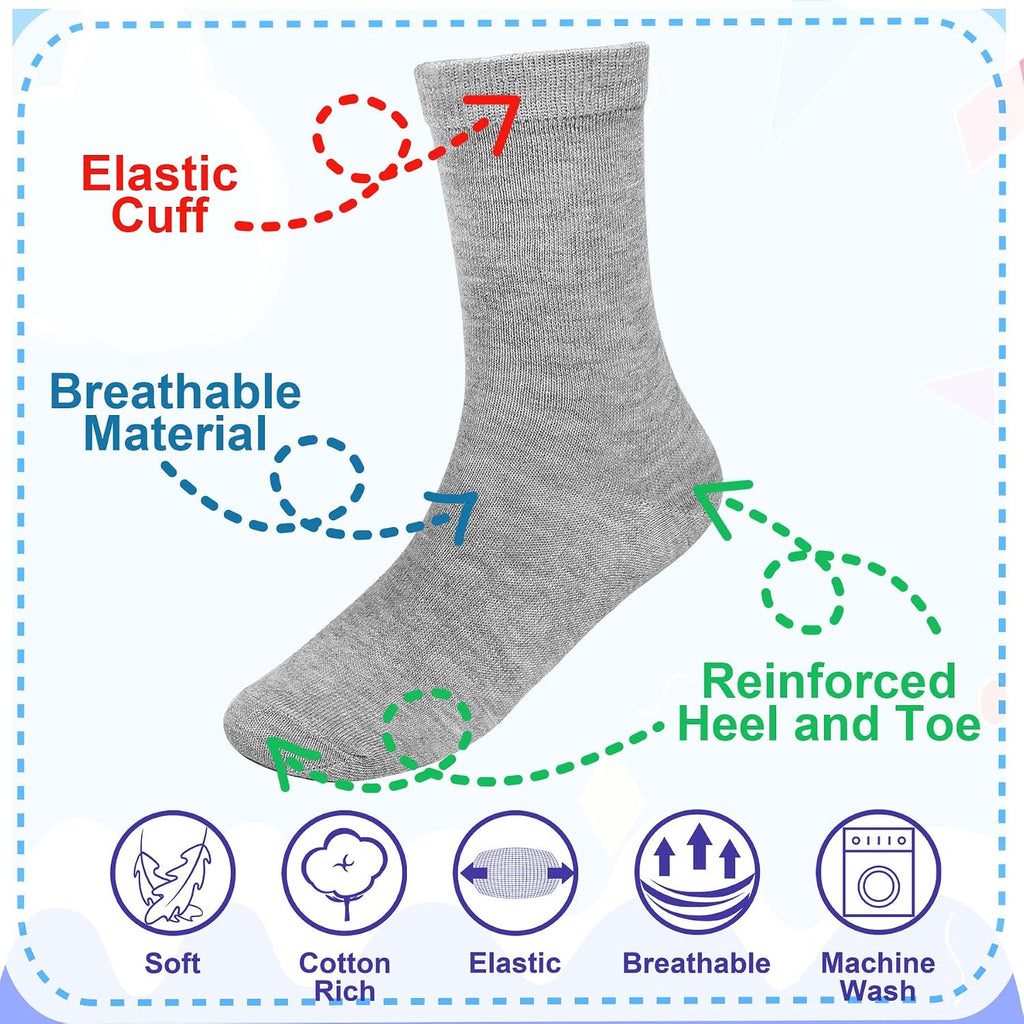 Pack Boy Toddler Kids Cotton Crew Socks, Casual Athletic Dress Socks