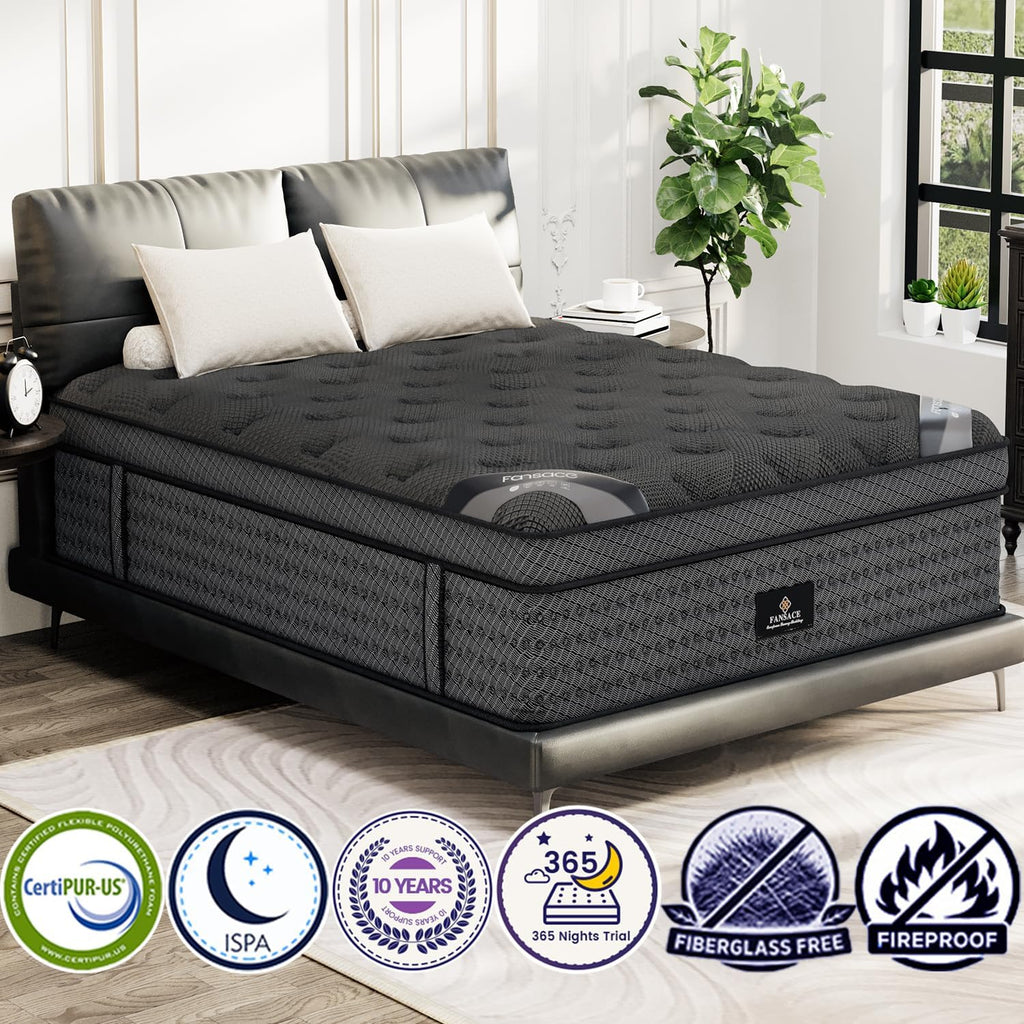 (High-End Upgraded) Luxury 12 Inch Full Size Hybrid Mattress in a Box | with Gel Memory Foam & Pocket Springs, 7-Zone