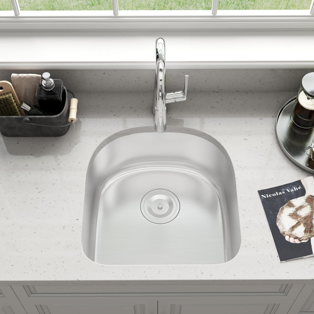 20 Inch Undermount D Shape Single Bowl Kitchen Sink