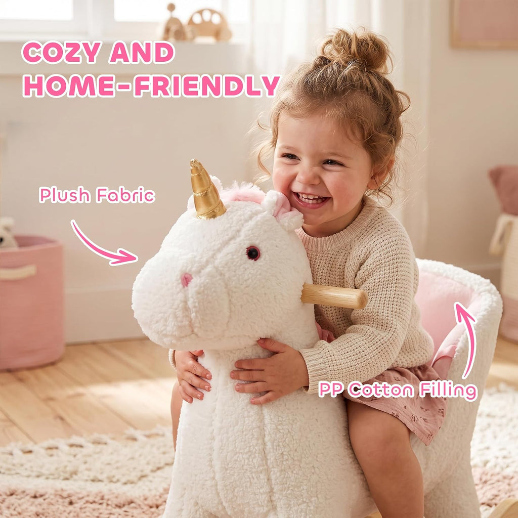 Unicorn Baby Rocking Horse with Realistic Sound for 12-36 Months White