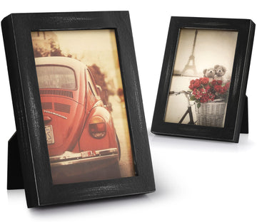 4x6 Picture Frame, Pack of 2 Photo Frame with Real Glass, Solid Wood Rustic Picture Frames 4x6 Display for Wall Decor