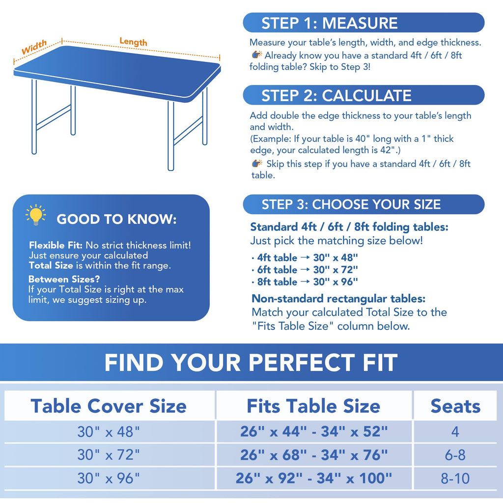Fitted Tablecloth for 6 Foot Rectangle Tables-Black Picnic Table Covers