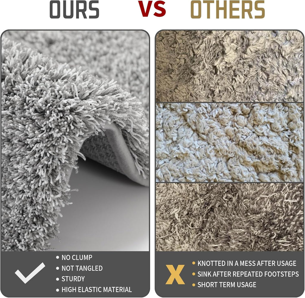 Bathroom Rug Set 2 Piece, Soft Absorbent Microfiber Bath Mat Set, Non Slip Machine Washable Dry, Plush Shaggy Shower