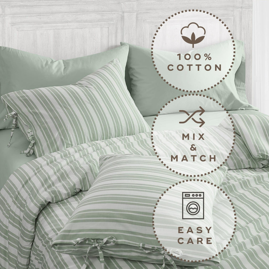 Wide Ticking Stripe Lavender 3 Piece Duvet Set
