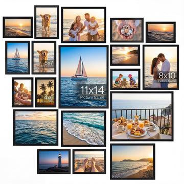 18 Pack Picture Frames Collage Wall Decor, Black Gallery Photo Frame Set for Mounting or Tabletop Display, Multi