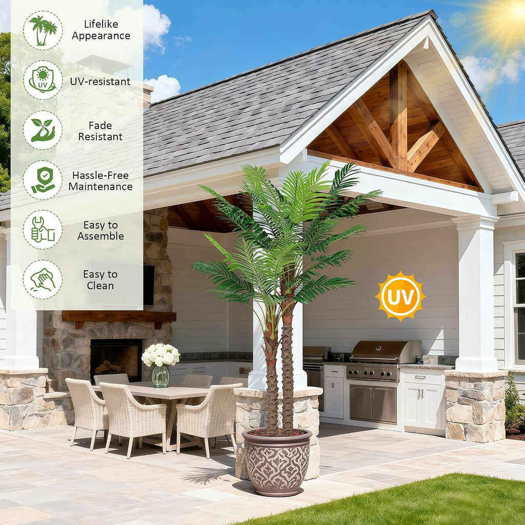 7FT UV-Resistant Faux Palm Tree-84in Artificial Palm Trees for Outdoors