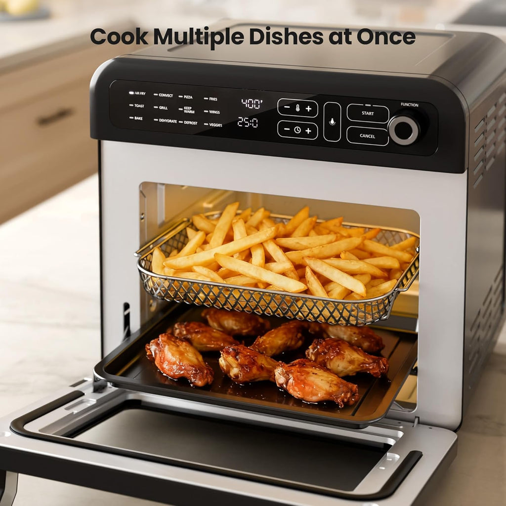 18QT Air Fryer Toaster Oven Combo, 12-in-1 Countertop Convection Airfryer Oven, Adjustable 70 - 450℉ Temperature, Bake