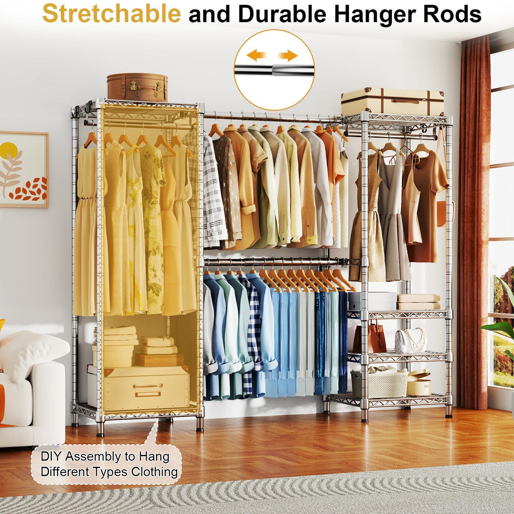 E7 Heavy Duty Closet Garment Rack, Clothes Storage Organizer System