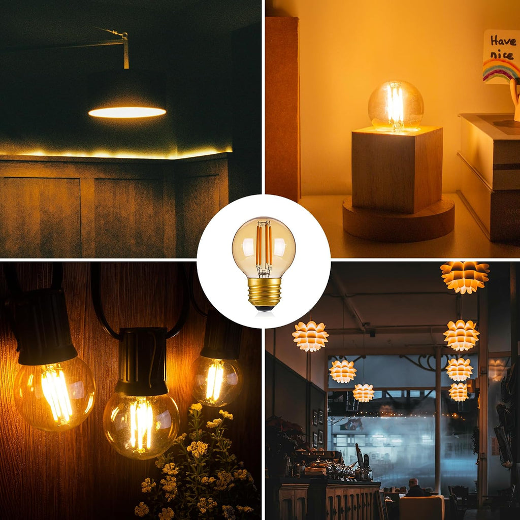 Dimmable G16.5 Amber Edison light Bulb 40 Watt,E26 Vintage LED Light Bulb