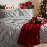 Queen Comforter Set Grey - Bed in a Bag Queen Bedding 7 Pieces, GentleSoft Pintuck Bed Set Gift for Family