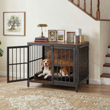 Heavy Duty Dog Crate Furniture, 31.5" Wooden Indoor Kennel with 3 Doors