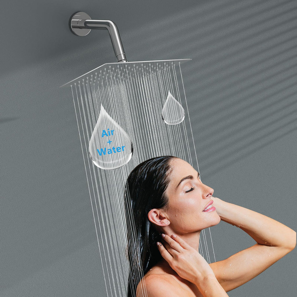 Rain Shower Heads High Pressure, Rainfall Showerhead Fixed Mount, 6 Inch Large Square High Flow Shower Head (Chrome)