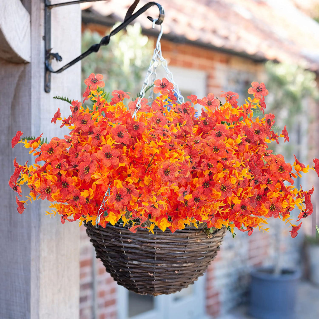 10 Bundles Artificial Fall Flowers Outdoor UV Resistant Fake Flowers No Fade Faux Plants Garden Porch Window Box