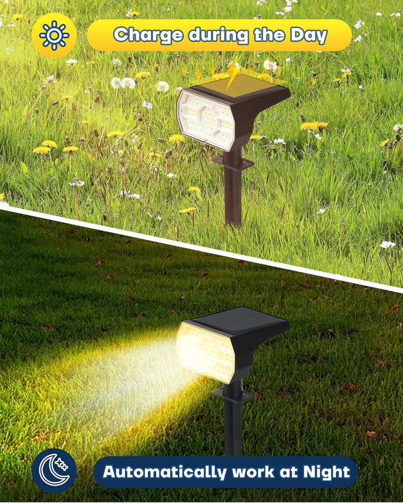 Solar Lights Outdoor Waterproof IP68, 3 Lighting Models Solar Powered Spot Lights Outdoor, 56LED Solar Light Dusk to