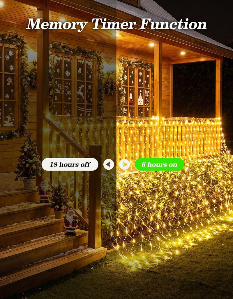 14.8x5FT Christmas Net Lights Outdoor Plug in with 8 Modes