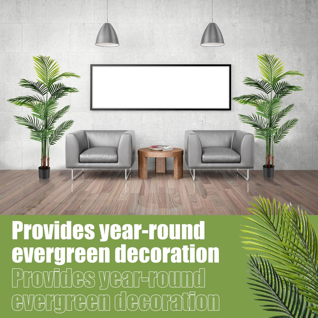 2 Pack Artificial Palm Trees 5Ft, Fake Plants Fake Trees Artificial Areca Palm Plants for Outdoor Indoor Faux Palm
