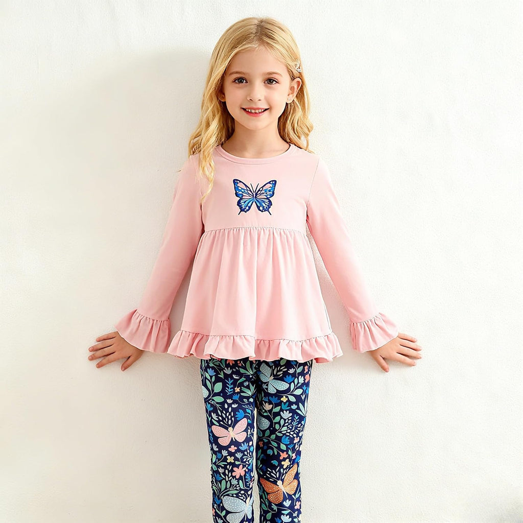 Kid Girl Clothes Ruffle Sleeve Top Floral Allover Pants Fall Outfit Set