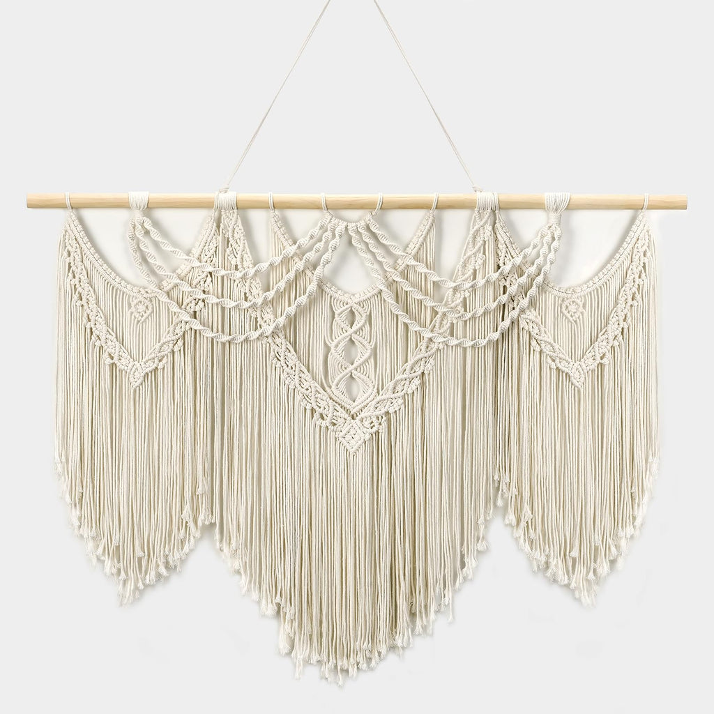 Macrame Wall Hanging, 43"x32" Boho Wall Tapestry, Large Wall Art, Gallery, Office (Tassel)