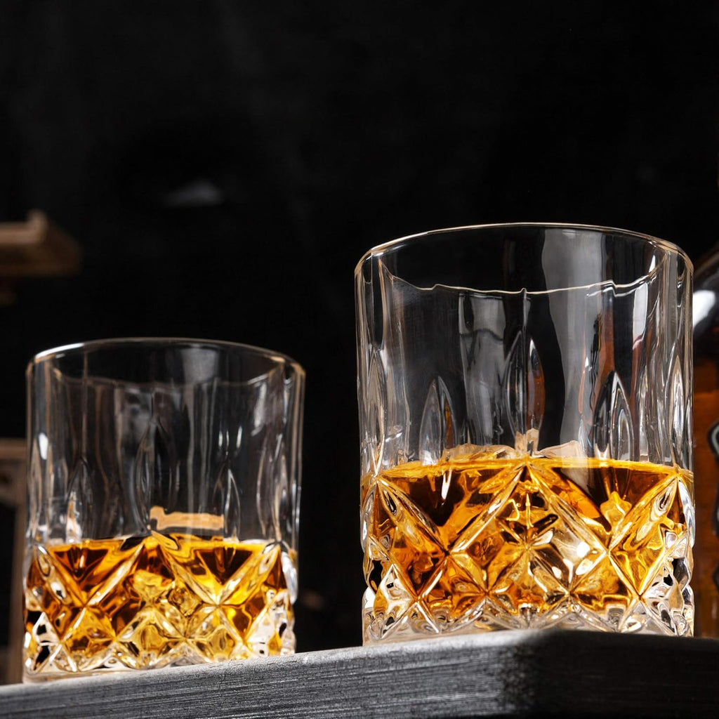 Whiskey Glasses Set of 6 with Elegant Gift Box,10 Oz Premium Old Fashioned Crystal Glass Tumbler for Liquor, Scotch