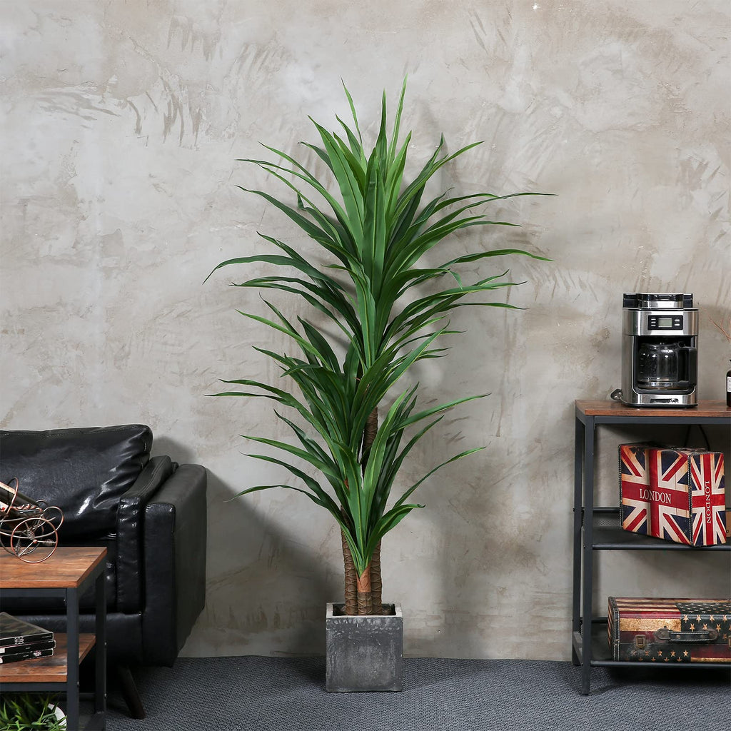 Dracaena Silk Plant Corn Stalk 5ft Tall Faux Plants Indoor Large Fake Plants Potted Yucca Tree Tropical Floor Plants