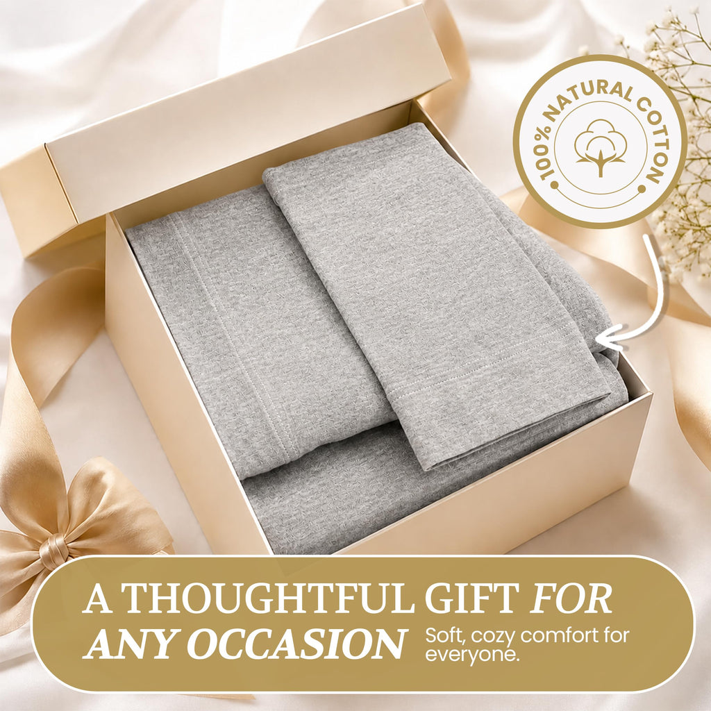 Cotton Knit Jersey Sheet Set, 15" Deep Pocket, Light Heather Grey