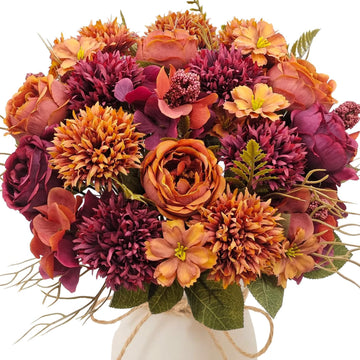 Bundles Large Artificial Fall Flowers Bouquet, Fall Floral Arrangements - Set of 3