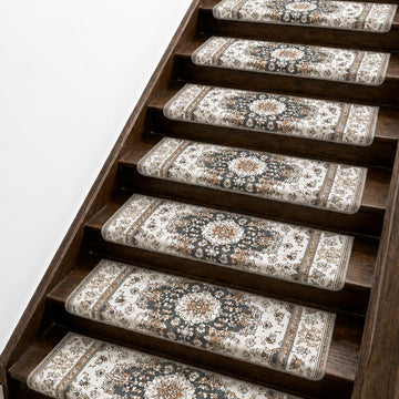 Bullnose, 14 Pack 30 x 9.5 Inch Non-Slip Carpet Mats for Wooden Steps, Protective Indoor Stairway Covers with 1.5"