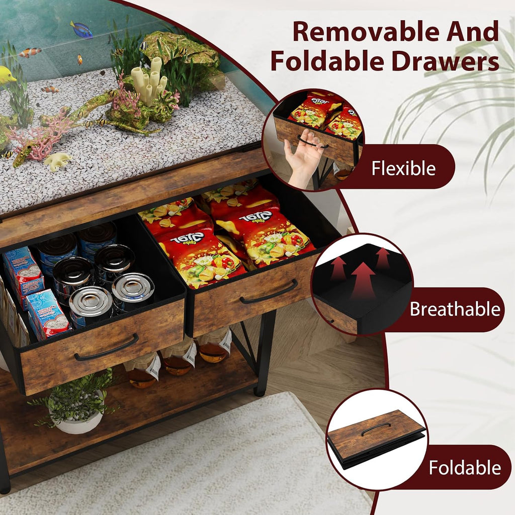 20-29-37 Gallon Fish Tank Stand, Brown