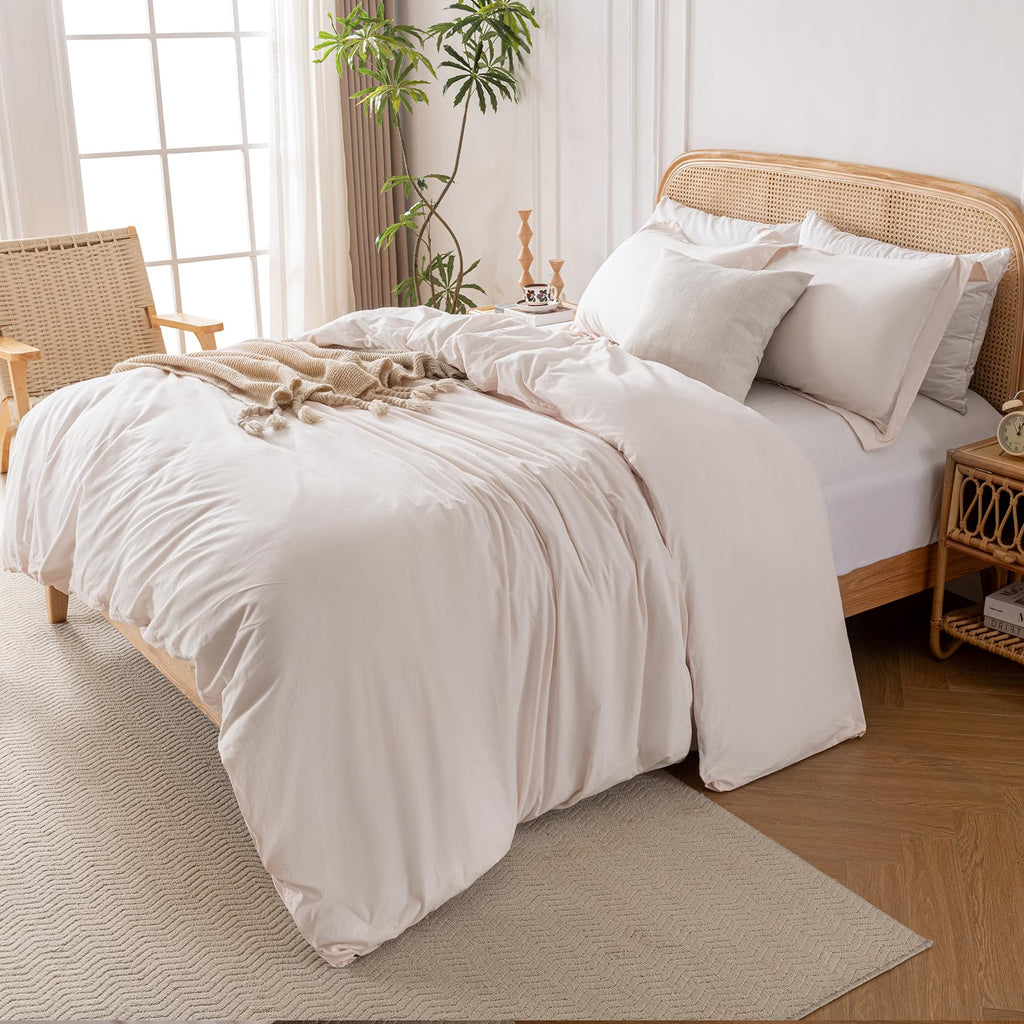 Bridal Blush 100% Washed Cotton Duvet Cover Set