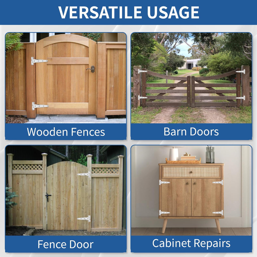 4 Pcs 6 Inch Heavy Duty T-Strap Gate Hinge for Shed Gate