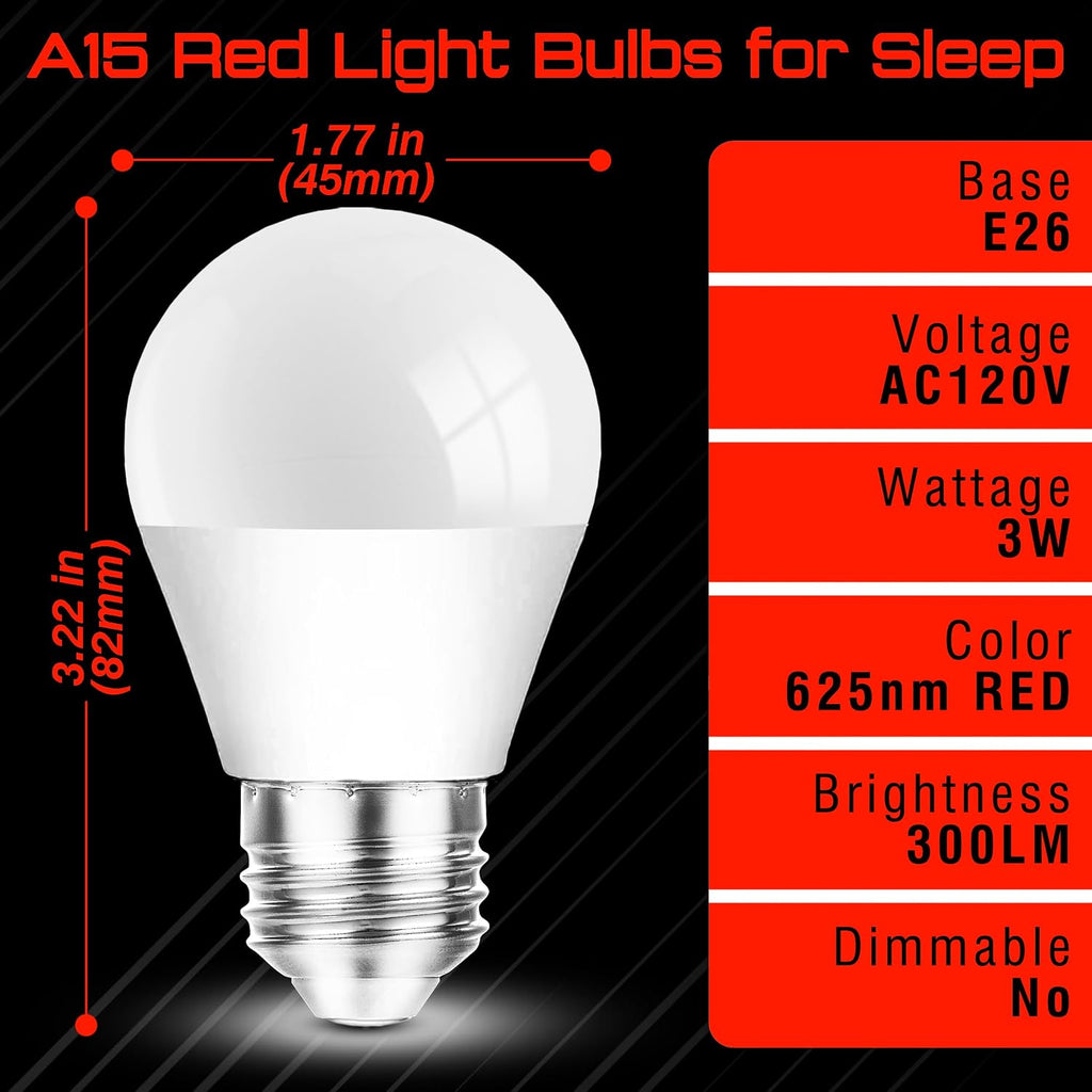 Red Light Bulbs for Sleep, 100% Blue Light Blocking, 3W Red Night Light