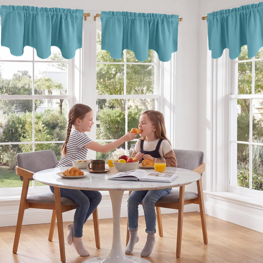 Teal Blue Blackout Valance Curtains for Window Energy Efficient
