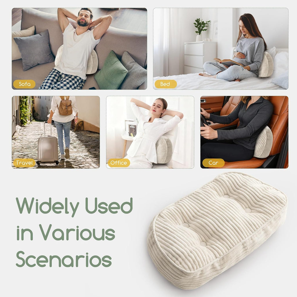 Lumbar Support Pillow for Recliner Chair/Accent Chair/Couch/Office Chair, Tufted Corduroy Back Support Cushion for