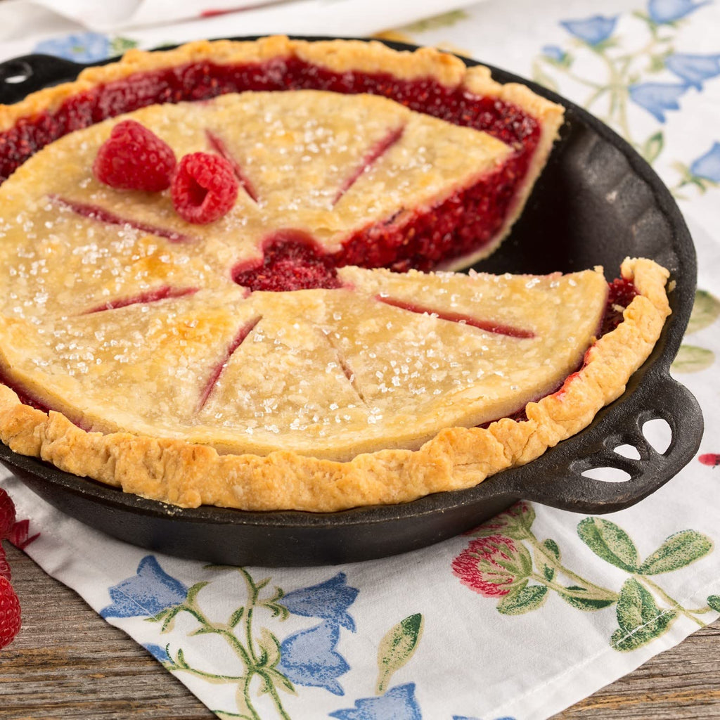 Extra Deep Pie Pan, Pre-Seasoned Cast Iron Bakeware with Crimped Edges and Handles, 10.25 inches